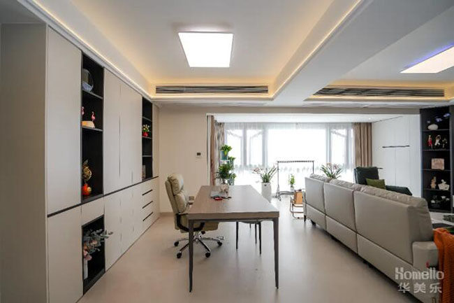 112㎡三室改兩室，一廳兩用布局，感受現(xiàn)代簡(jiǎn)約雅居的舒適與魅力